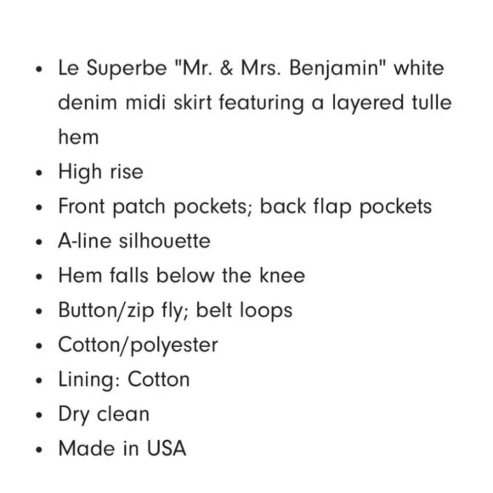 Le Superbe Mr & Mrs Benjamin midi skirt off-white tulle hem stretch size 8 - Picture 14 of 14